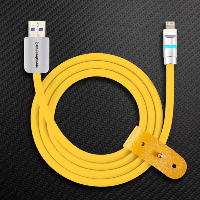 Yellow USB-A to Lightning charging cable