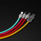 Variety of colorful silicone USB-C and Lightning cables close up
