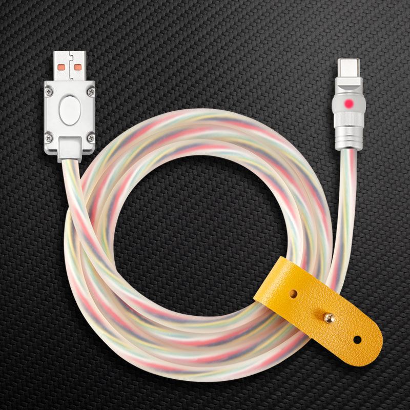 Translucent multi-color USB-A to USB-C charging cord