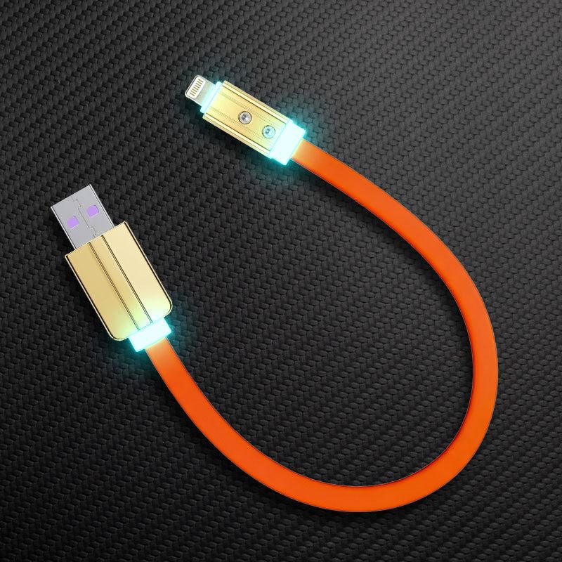Orange Neon Chubby USB-A to Lightning glowing fast charging cable for iPhone