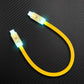 Yellow short flat USB C to USB C silicone charging cable with LED light