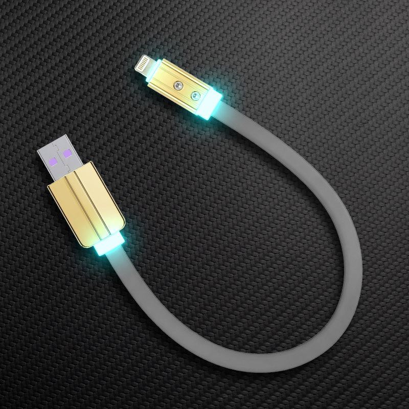 Grey Neon Chubby USB-A to Lightning short glowing iPhone charger cord