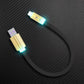 Black Neon Chubby USB-A to Type-C short data cable with LED light
