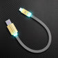 Grey Neon Chubby USB-A to Type-C short charging cord with illuminated ends