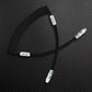 Black coiled cable with black straight segment and USB-C to Lightning connector