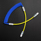 Blue and yellow coiled USB-C to USB-C charging cable