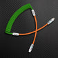 Green and orange coiled USB-C to Lightning cable