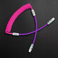 Pink and purple coiled USB-C charging cable