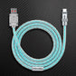 Silver USB-A to USB-C glowing charging cable