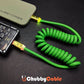 Green ChubbyCable coiled fast charging cable with power bank