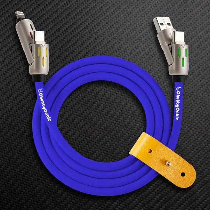 ChubbyCable royal blue universal charging cable with leather strap