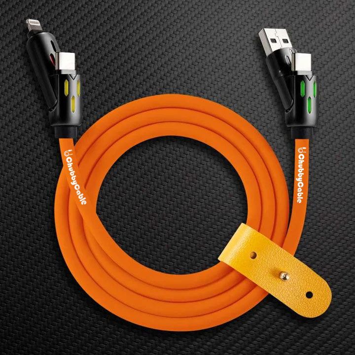 ChubbyCable orange charging cable with leather organizer