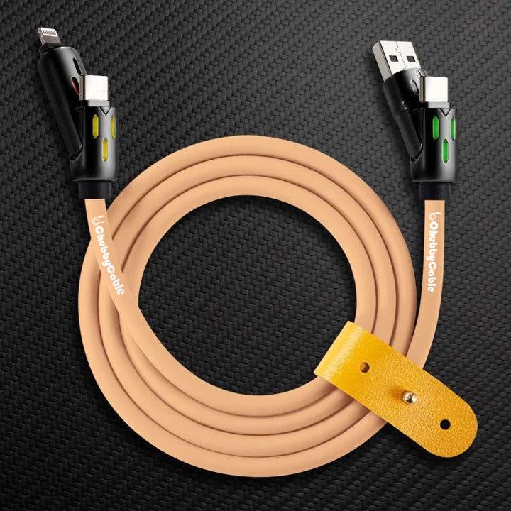 ChubbyCable beige charging cable with leather organizer