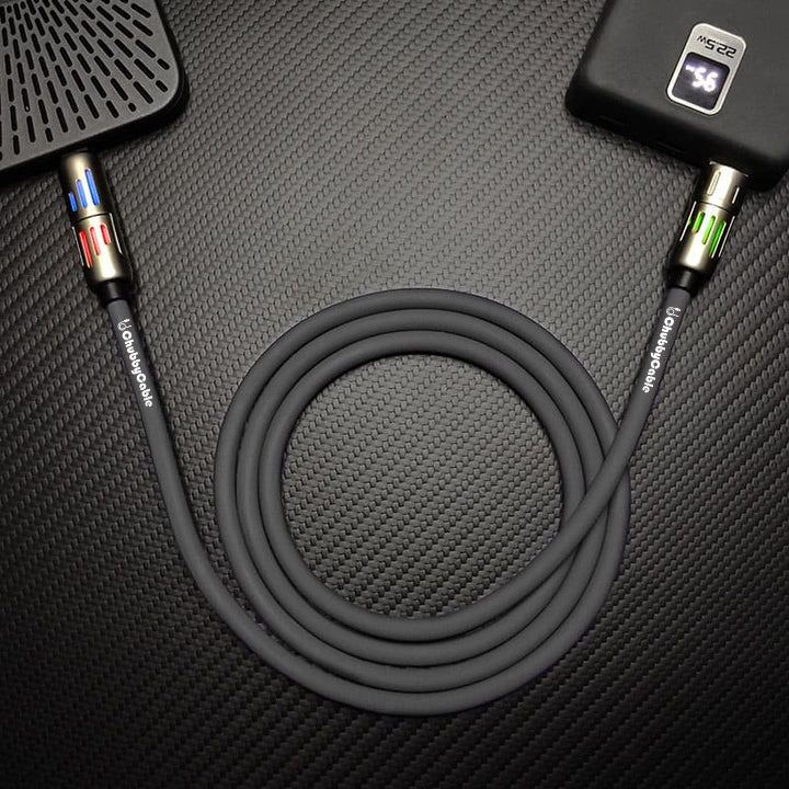 Grey ChubbyCable 4-in-1 charging cable with active LED status lights