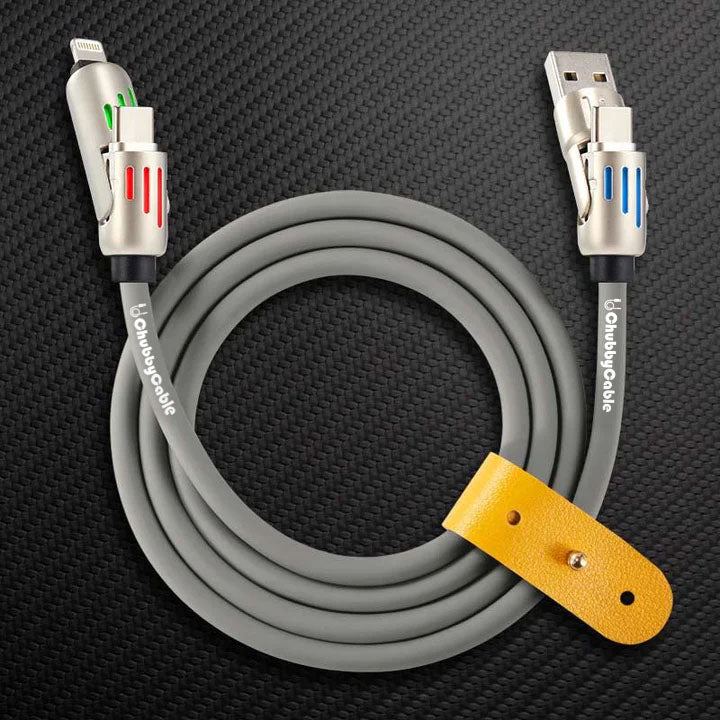 ChubbyCable gray universal fast charging cable with metallic connectors