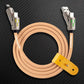 ChubbyCable beige universal charging cable with yellow leather organizer