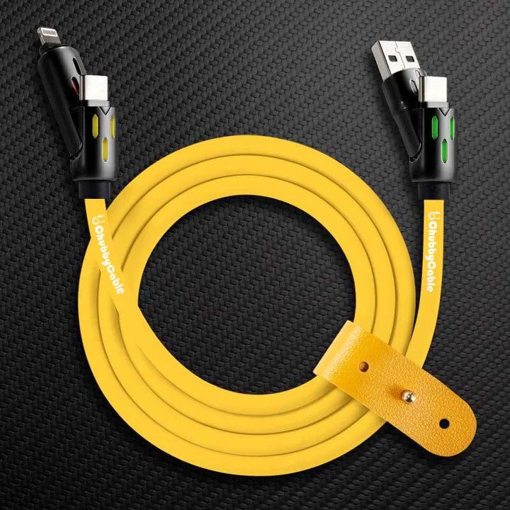 ChubbyCable yellow charging cable with leather organizer
