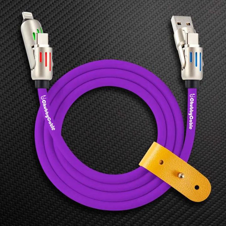 ChubbyCable purple USB-A to Lightning charging cable