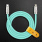Mint green braided USB-C to Lightning cable with leather organizer