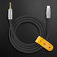 Matte black 3.5mm to USB-C car aux audio cable with yellow strap
