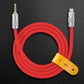 Red Lightning to 3.5mm audio aux cable with yellow leather strap