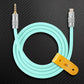 Mint green Lightning to 3.5mm audio aux cable with yellow leather strap