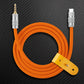 Orange Chubby Cable USB-C to 3.5mm aux audio cord with yellow leather tie.