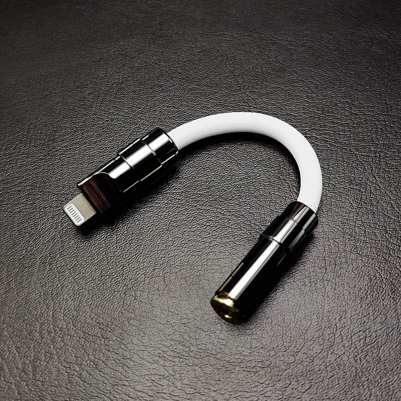 White Lightning to 3.5mm headphone jack adapter with gunmetal finish