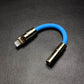 Blue Lightning to 3.5mm headphone jack adapter with gold finish