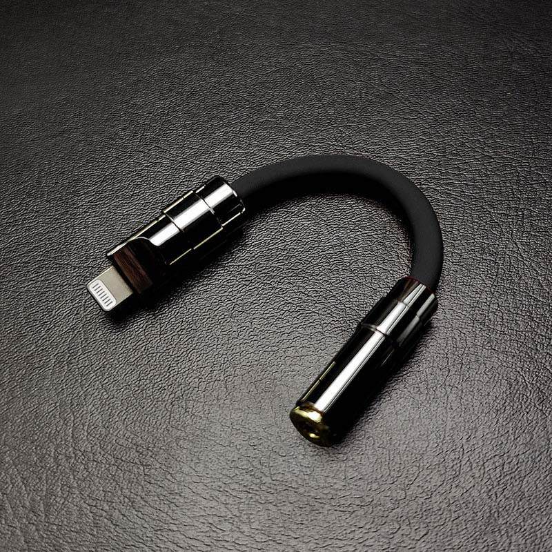 Black Lightning to 3.5mm headphone jack adapter with gunmetal finish