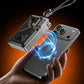 Magnetic wireless power bank charging a smartphone.