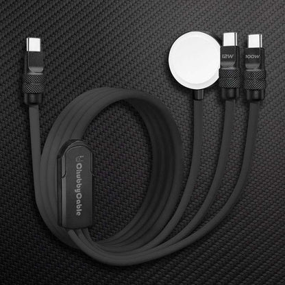 ChubbyCable Tri-Flex™  100W 3-in-1 Fast Charging Cable with Soft Silicone & Apple Watch Charger
