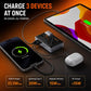 Multi-device charging power bank supporting wired and wireless output simultaneously.