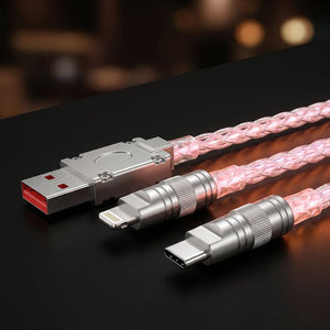 "Neon Chubby" RGB Illuminated Silver-Plated Fast Charging CarPlay Cable