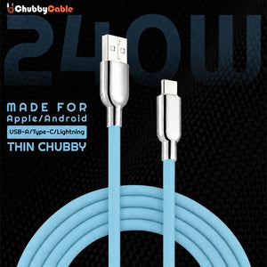 "Thin Chubby" 240W Grainy Texture Charging Cable With Mirrored Connector