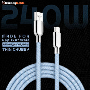 "Thin Chubby" 240W Knit Braided Fast Charging Cable With Mirrored Connector