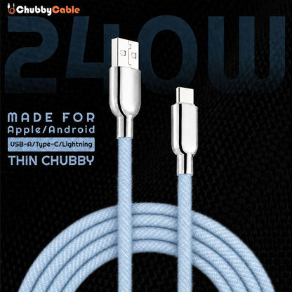 "Thin Chubby" 240W Knit Braided Fast Charging Cable With Mirrored Connector
